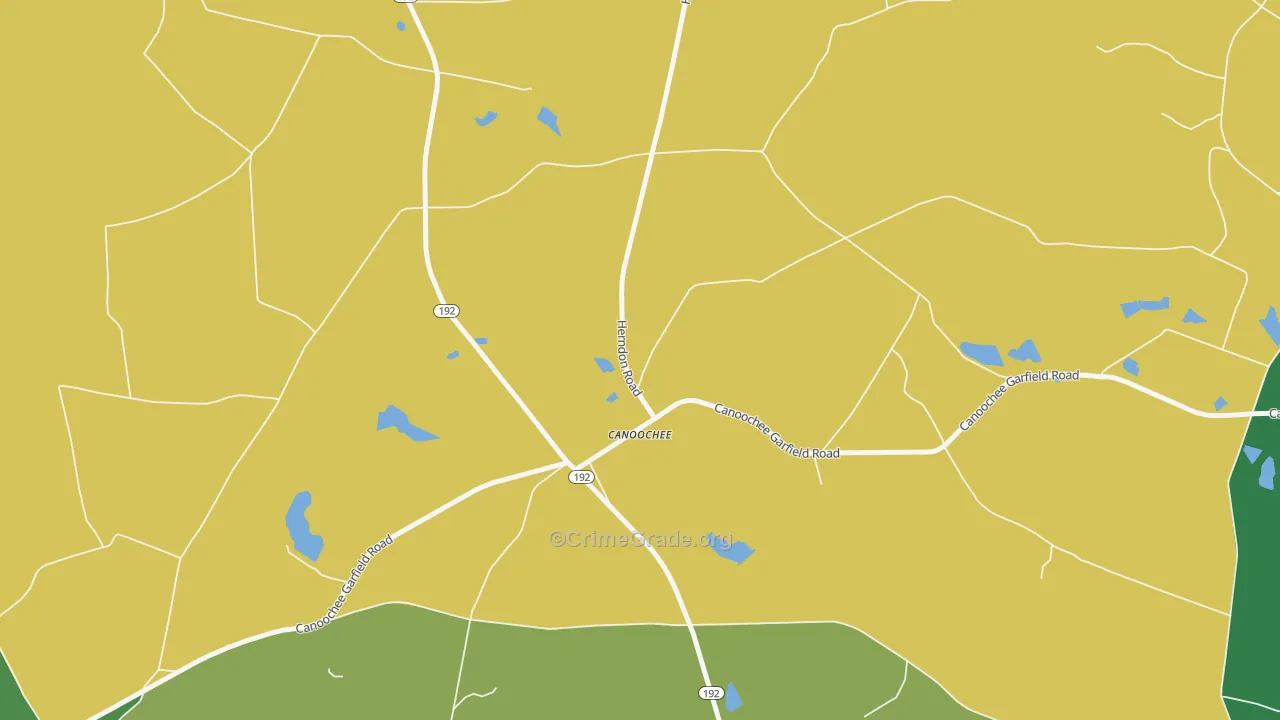 Canoochee, GA Map of Drug-Related Crime Rates