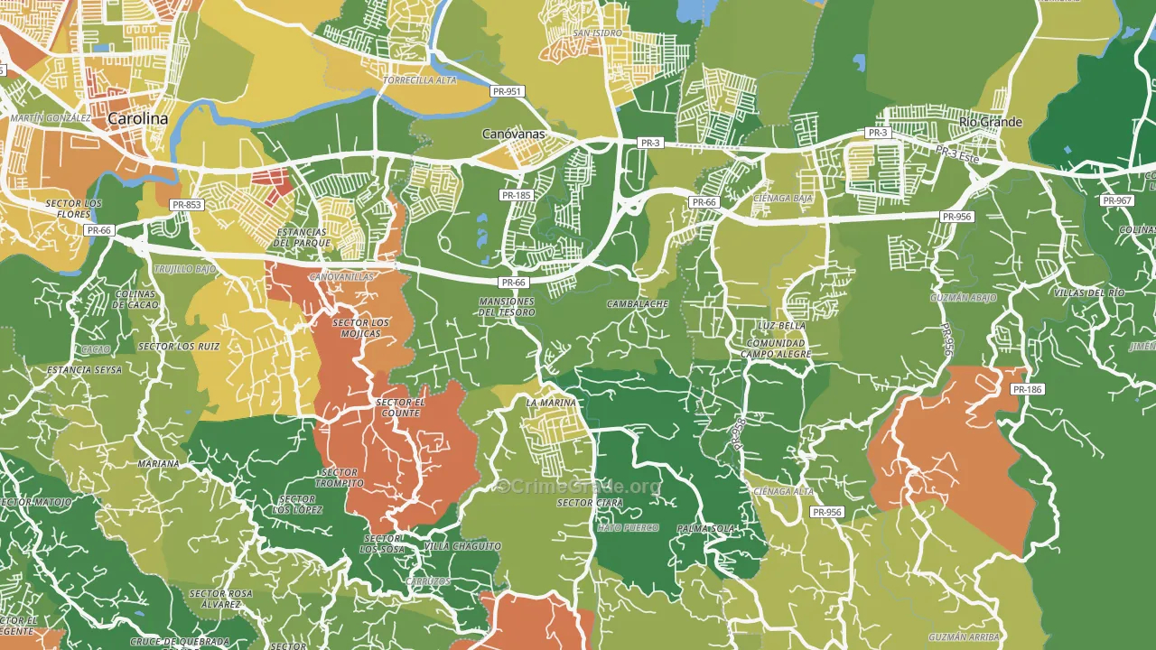 Canovanas, PR Map of Drug-Related Crime Rates