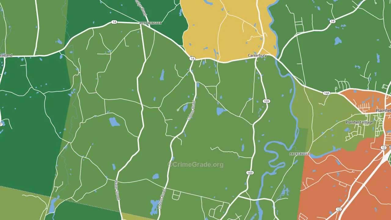 Canterbury, CT Map of Drug-Related Crime Rates