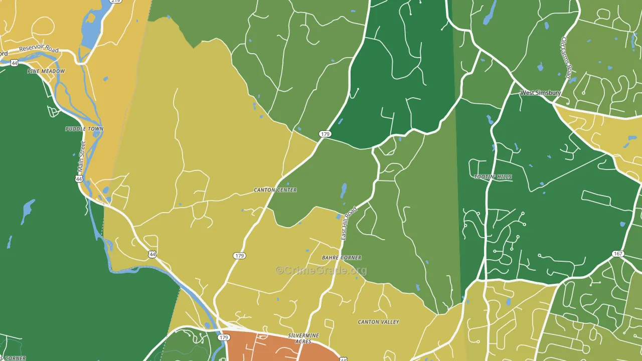 Canton Center, CT Map of Drug-Related Crime Rates