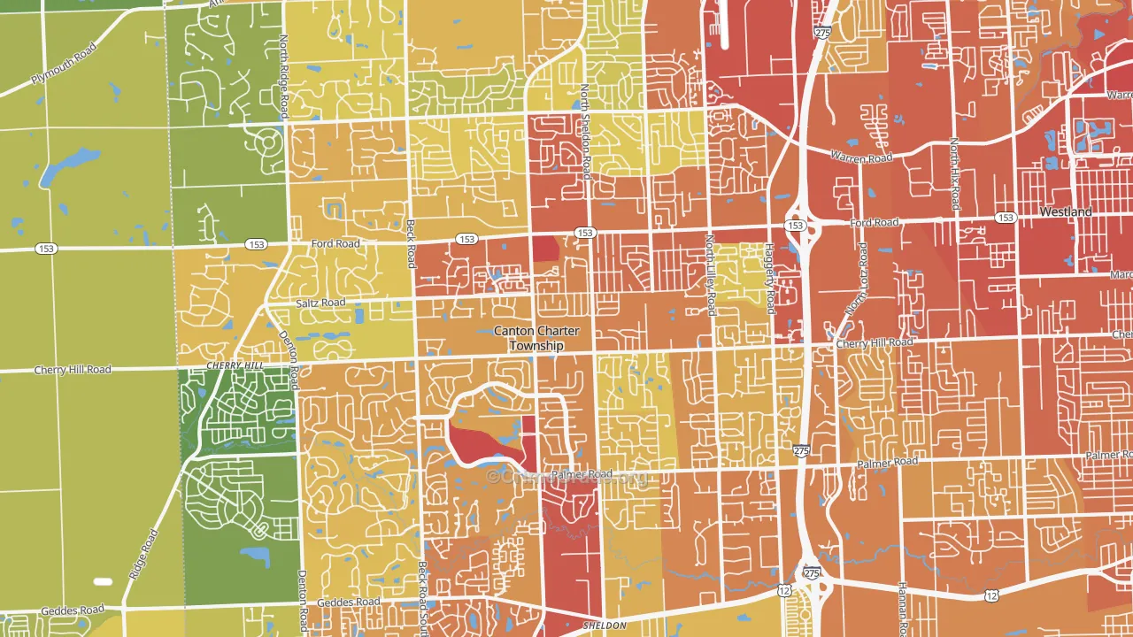 Canton, MI Map of Drug-Related Crime Rates