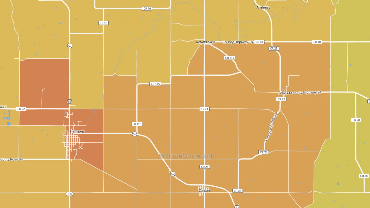 Canton, MN Map of Drug-Related Crime Rates