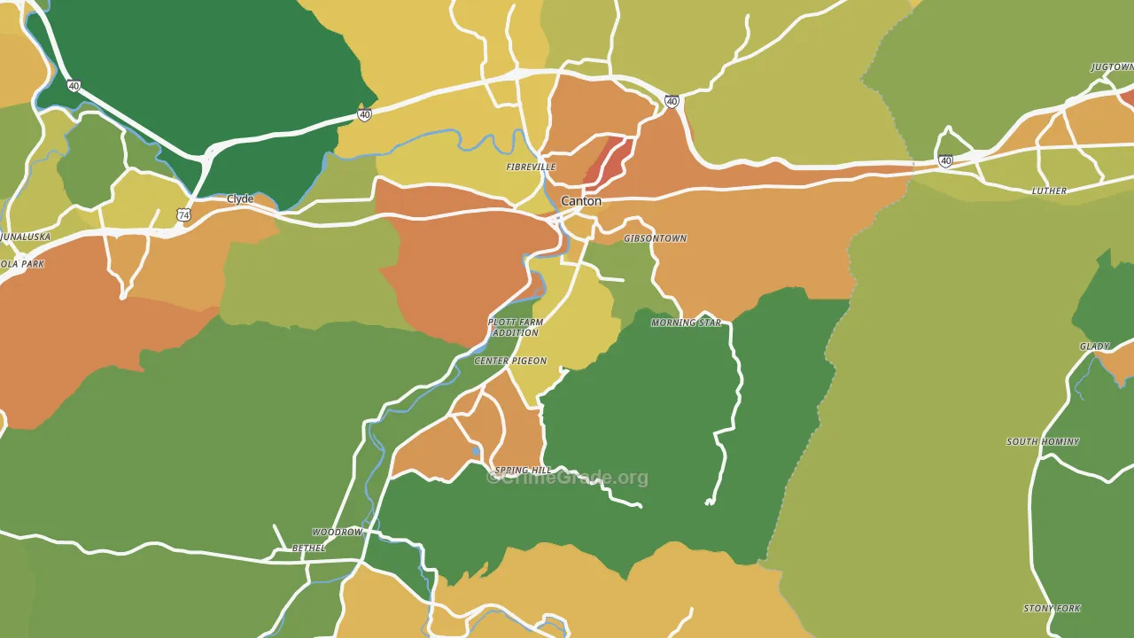 Canton, NC Map of Drug-Related Crime Rates