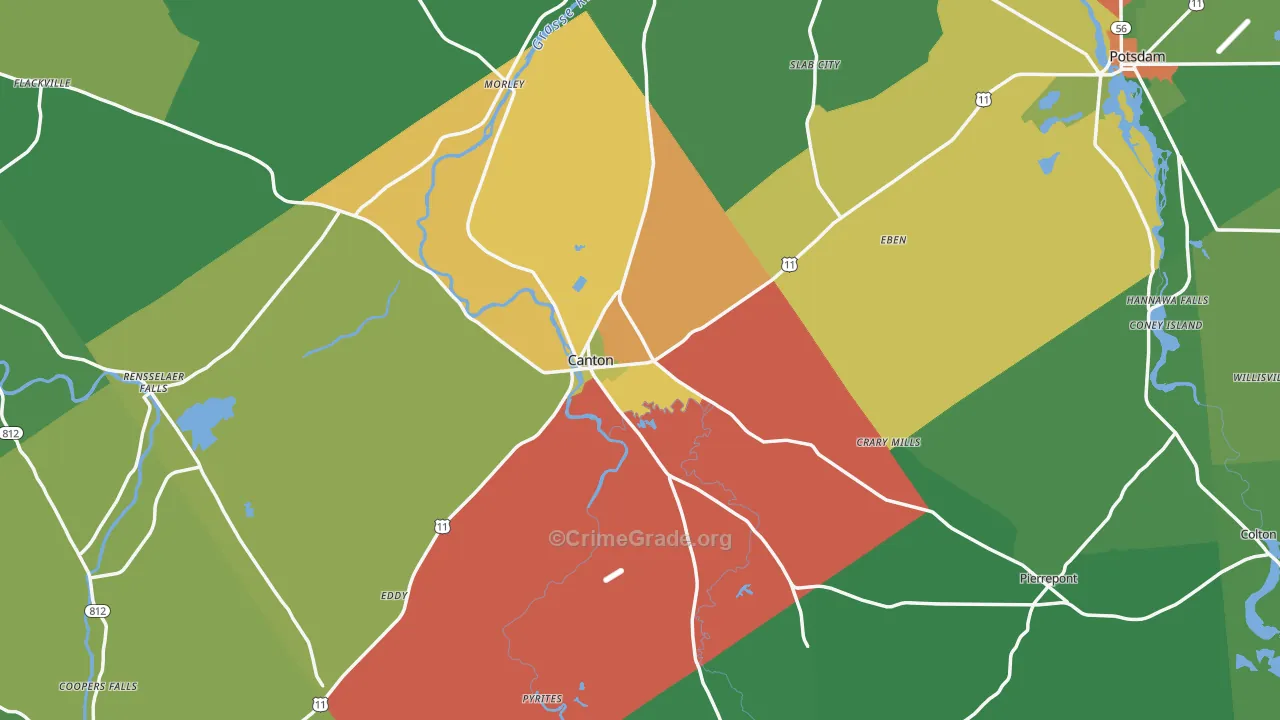 Canton, NY Map of Drug-Related Crime Rates