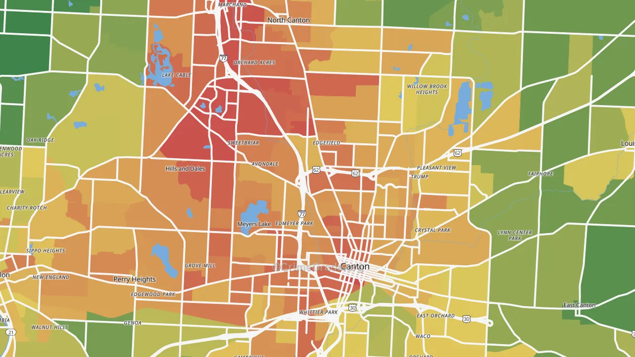 Canton, OH Map of Drug-Related Crime Rates
