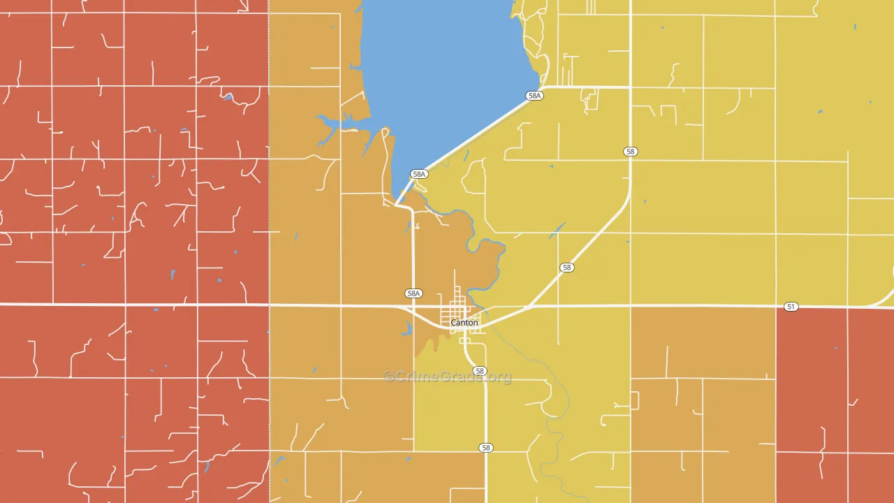 Canton, OK Map of Drug-Related Crime Rates