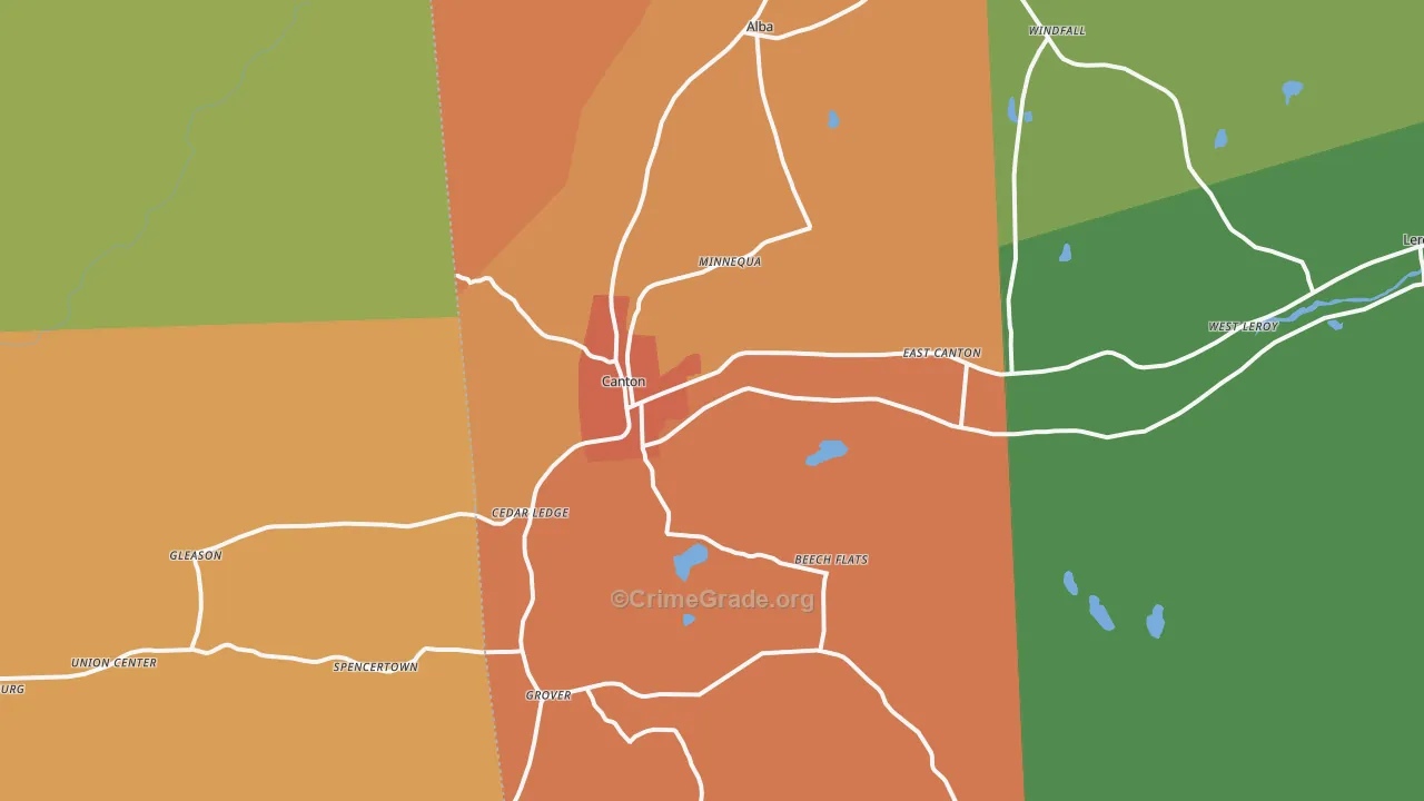 Canton, PA Map of Drug-Related Crime Rates