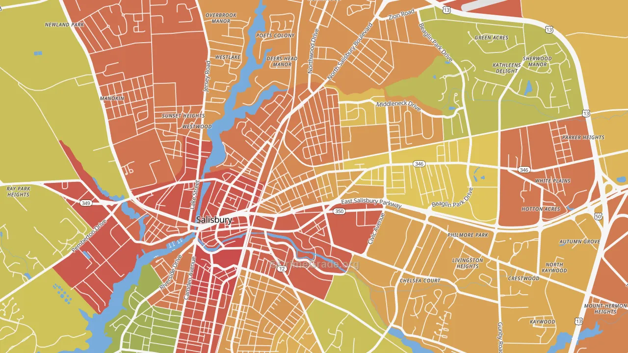 Canton, Salisbury, MD Map of Drug-Related Crime Rates