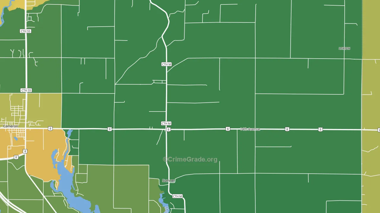 Canton, WI Map of Drug-Related Crime Rates