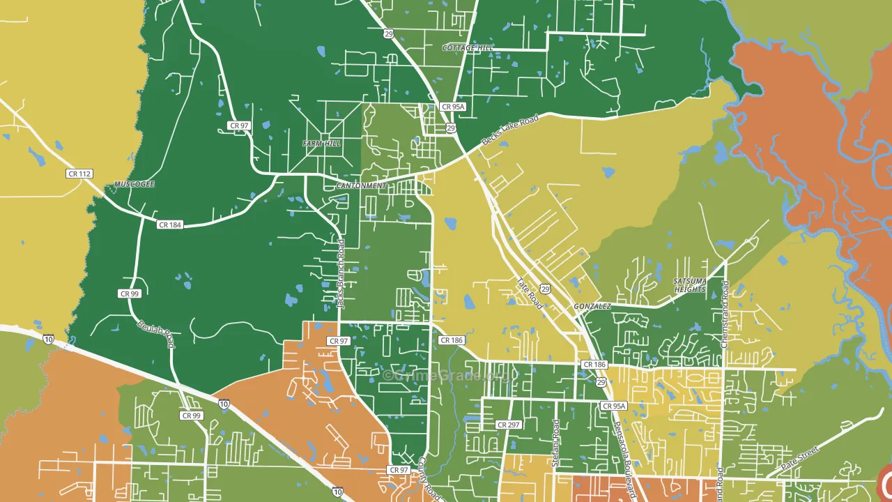 Cantonment, FL Map of Drug-Related Crime Rates
