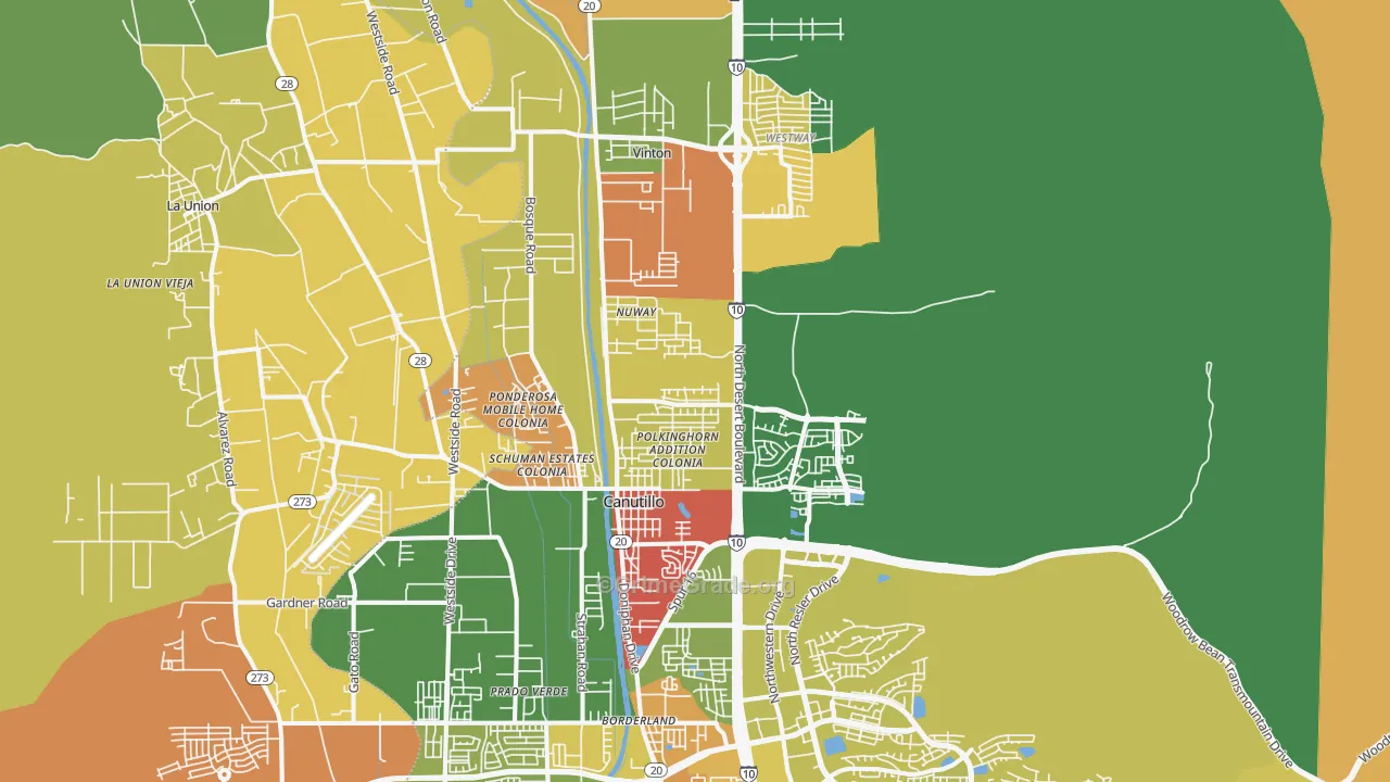Canutillo, TX Map of Drug-Related Crime Rates