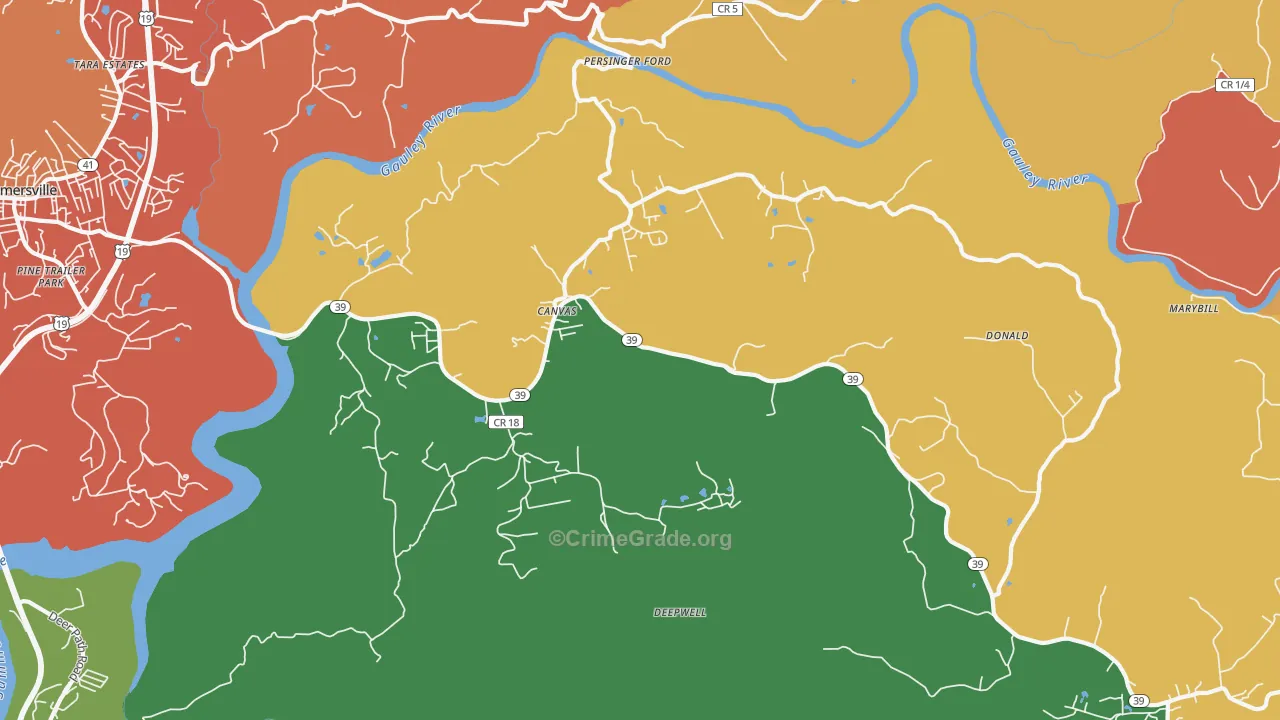 Canvas, WV Map of Drug-Related Crime Rates
