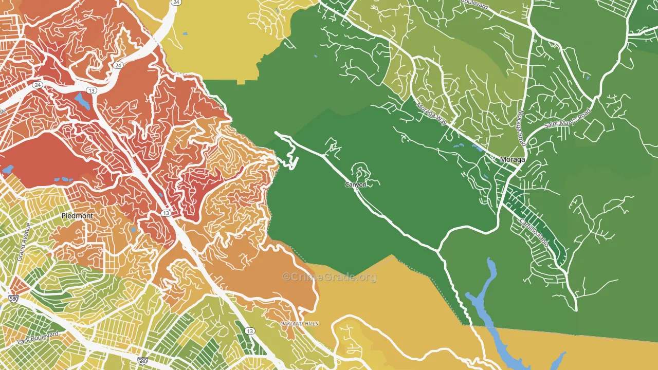 Canyon, CA Map of Drug-Related Crime Rates