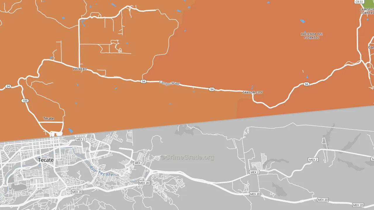 Canyon City, CA Map of Drug-Related Crime Rates