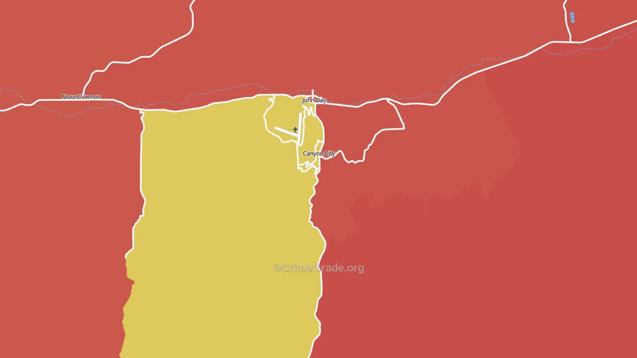 Canyon City, OR Map of Drug-Related Crime Rates