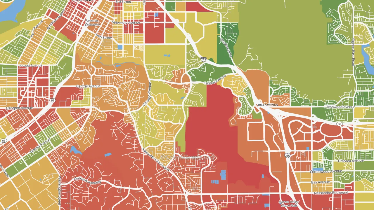 Canyon Crest, Riverside, CA Map of Drug-Related Crime Rates