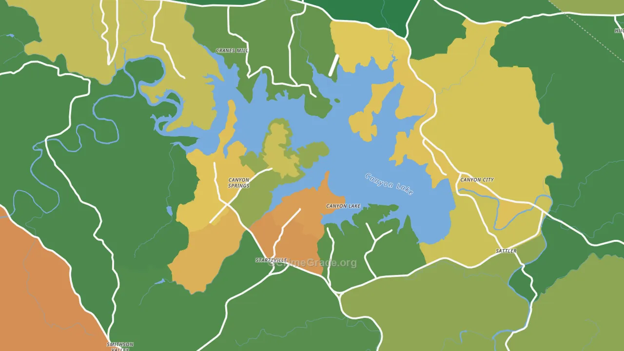 Canyon Lake, TX Map of Drug-Related Crime Rates