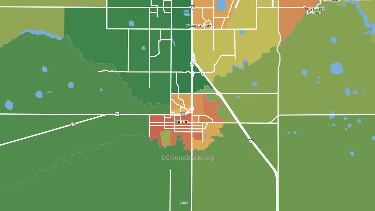 Canyon, TX Map of Drug-Related Crime Rates