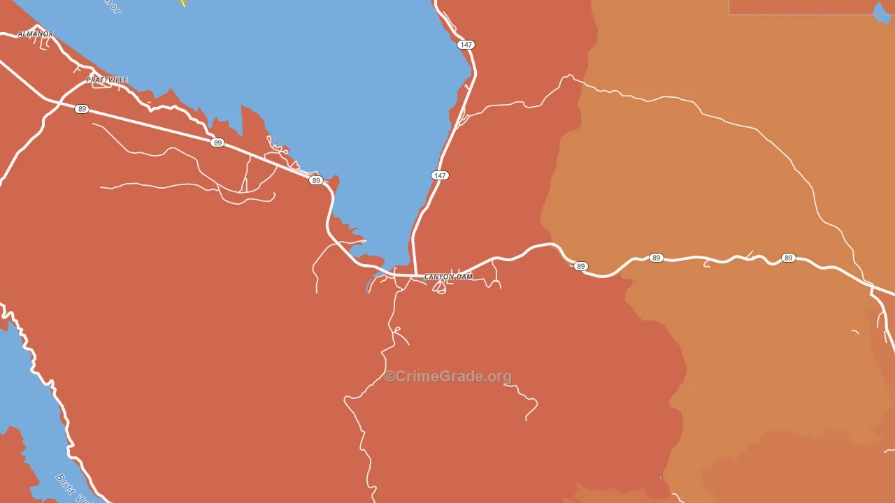 Canyondam, CA Map of Drug-Related Crime Rates