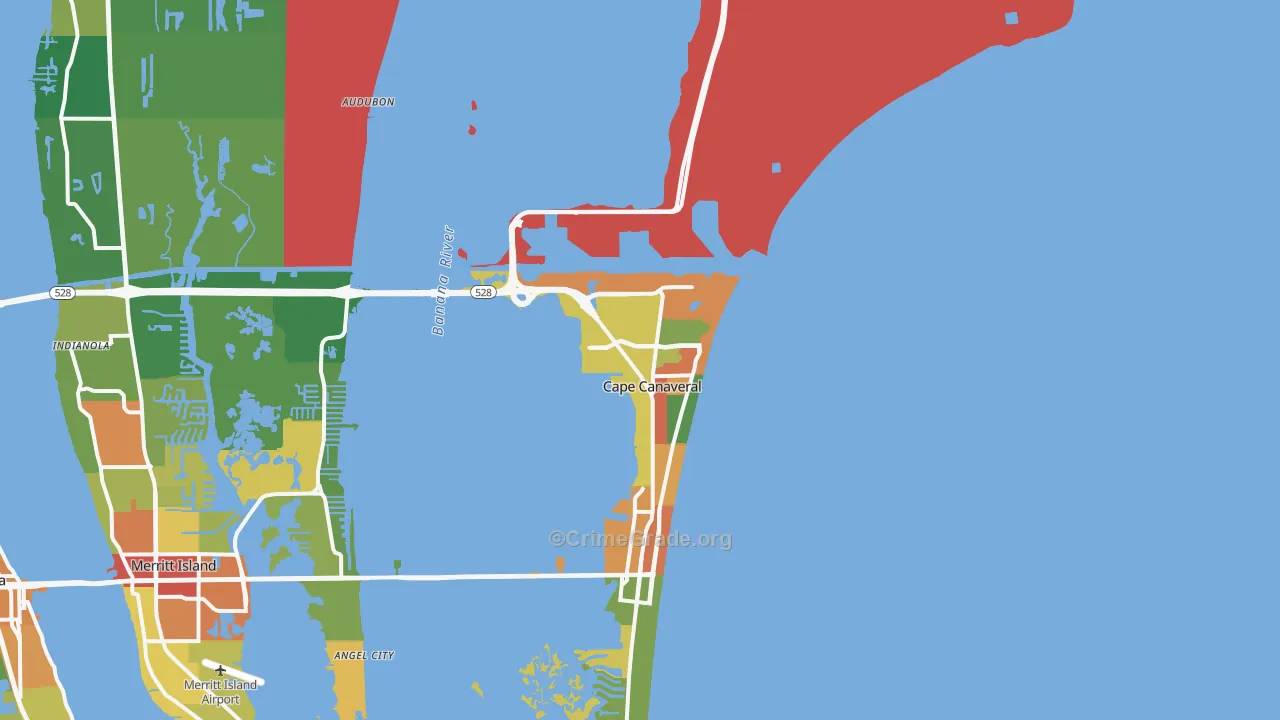 Cape Canaveral, FL Map of Drug-Related Crime Rates