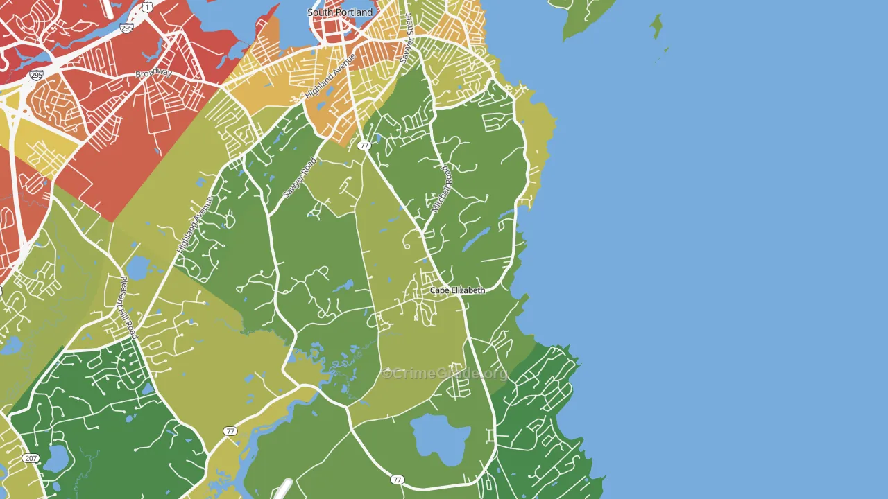 Cape Elizabeth, ME Map of Drug-Related Crime Rates