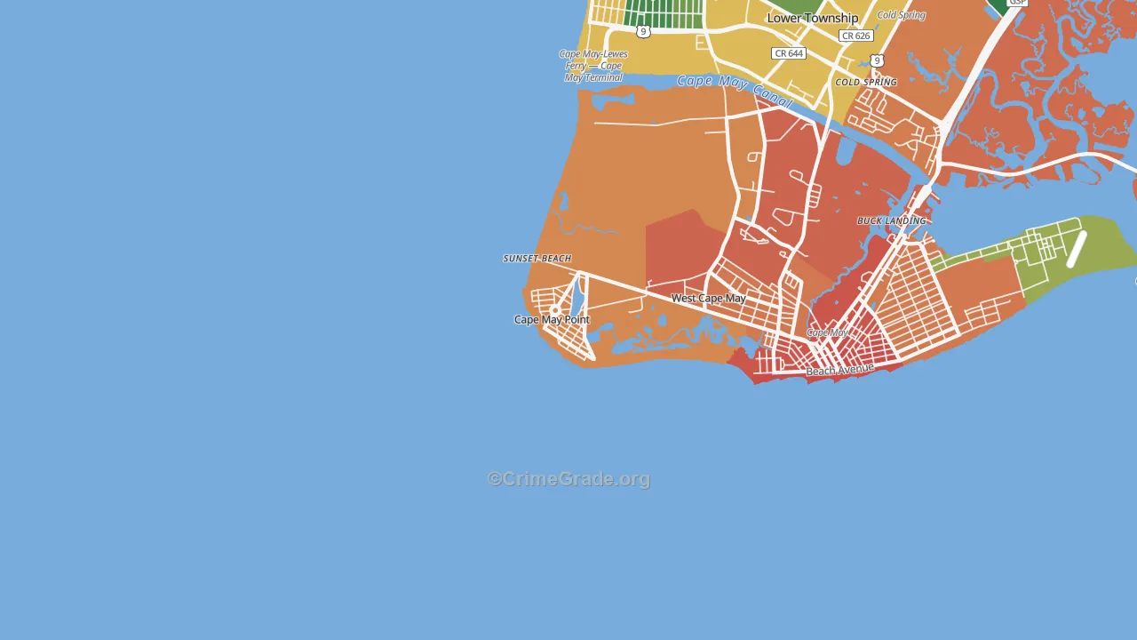 Cape May Point, NJ Map of Drug-Related Crime Rates