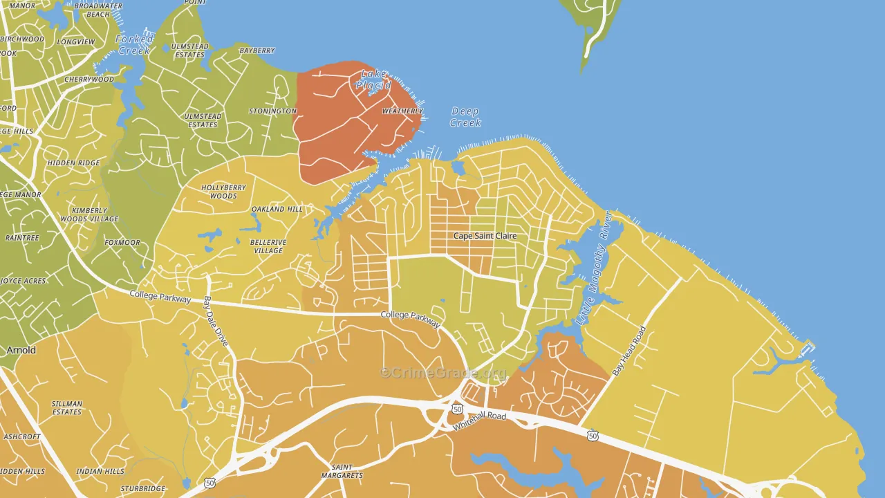 Cape St. Claire, MD Map of Drug-Related Crime Rates