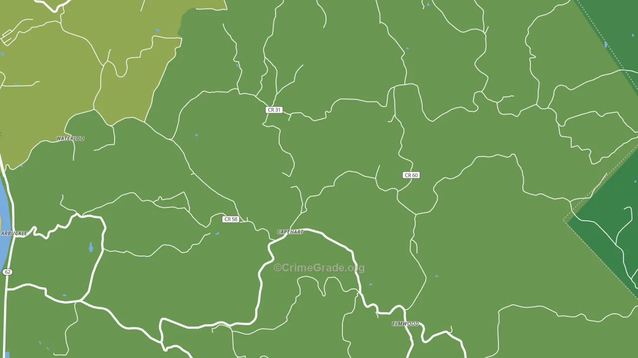 Capehart, WV Map of Drug-Related Crime Rates