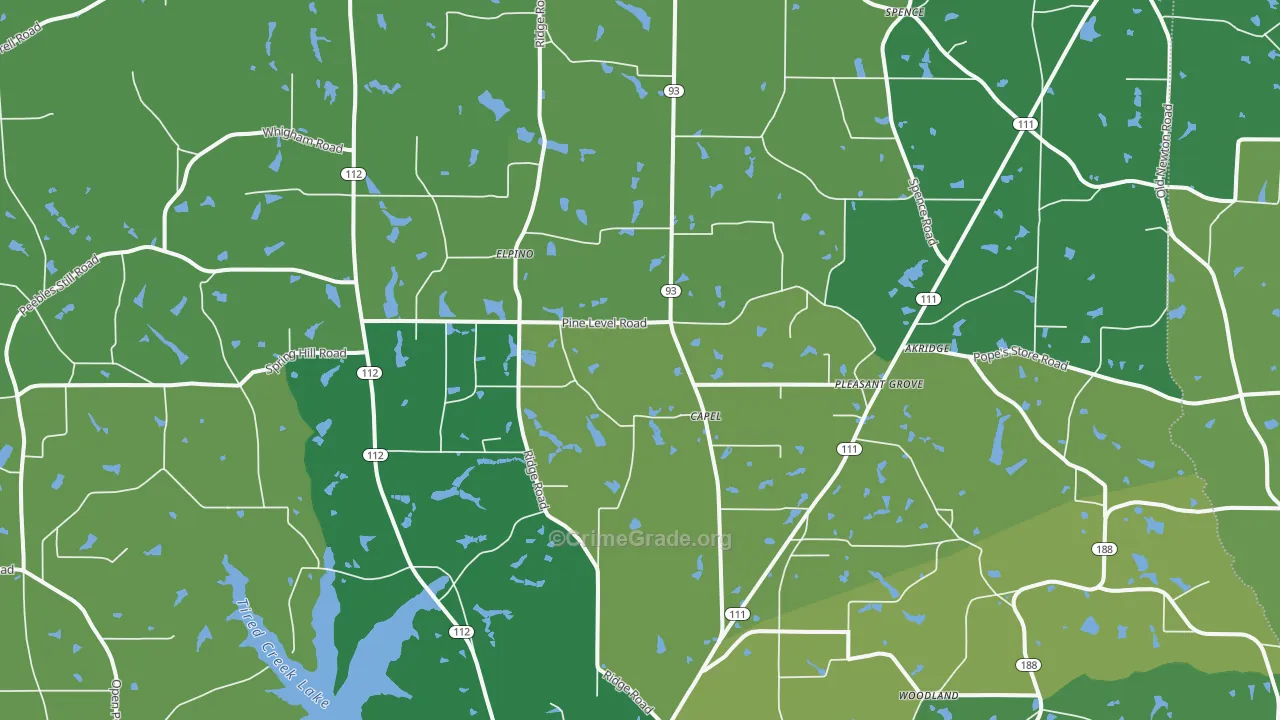 Capel, GA Map of Drug-Related Crime Rates