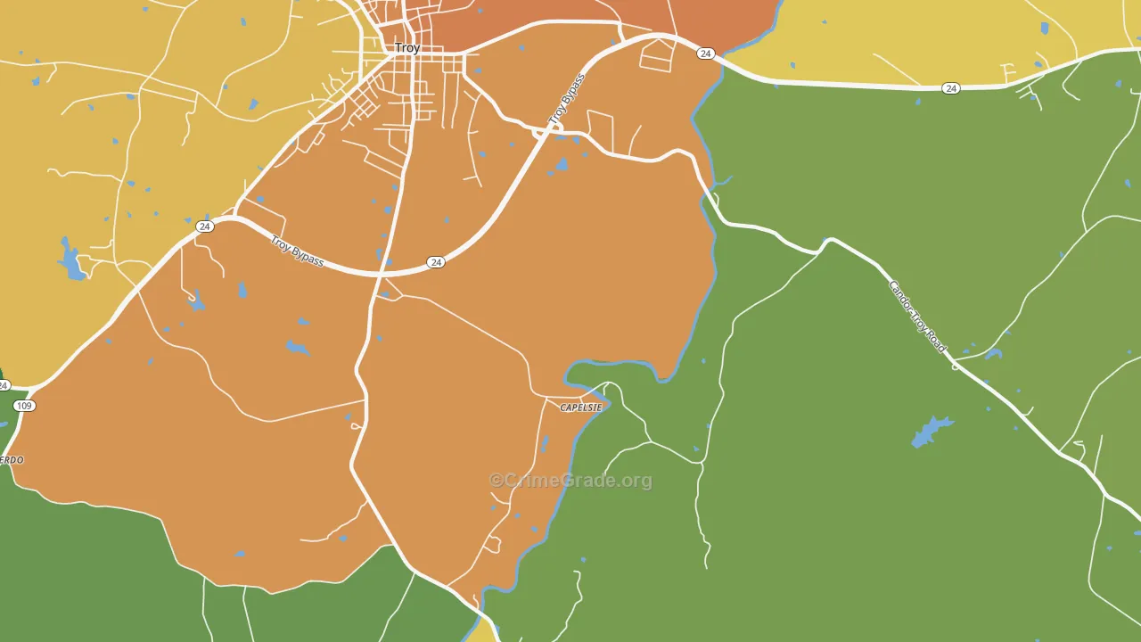 Capelsie, NC Map of Drug-Related Crime Rates
