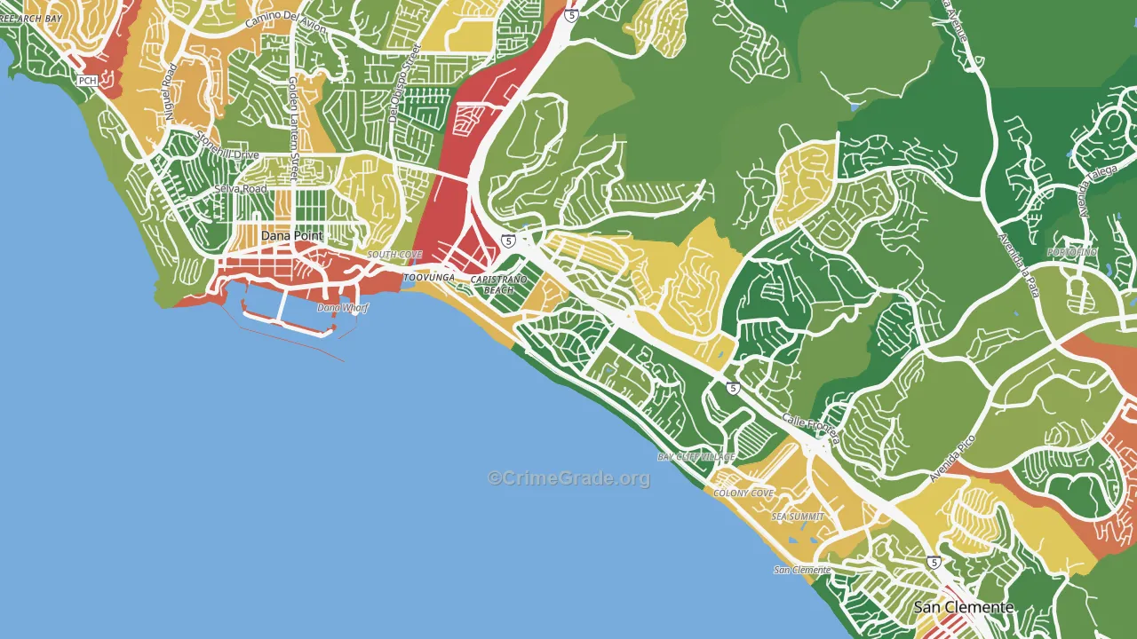 Capistrano Beach, CA Map of Drug-Related Crime Rates