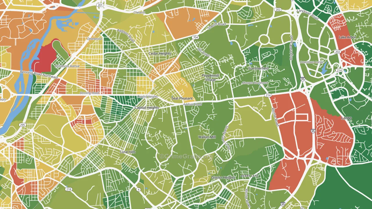 Capitol Heights, MD Map of Drug-Related Crime Rates