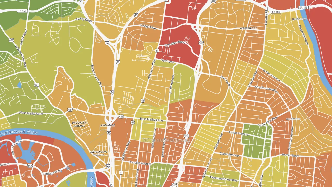 Capitol View, Nashville, TN Map of Drug-Related Crime Rates