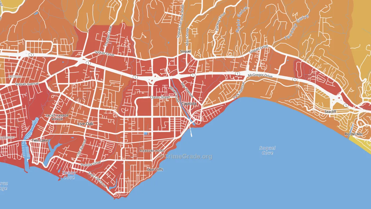 Capitola, CA Map of Drug-Related Crime Rates