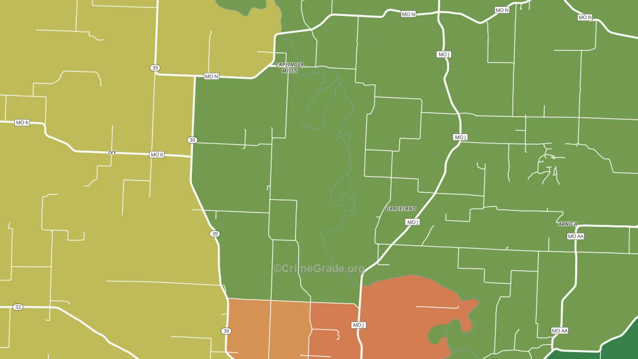 Caplinger Mills, MO Map of Drug-Related Crime Rates