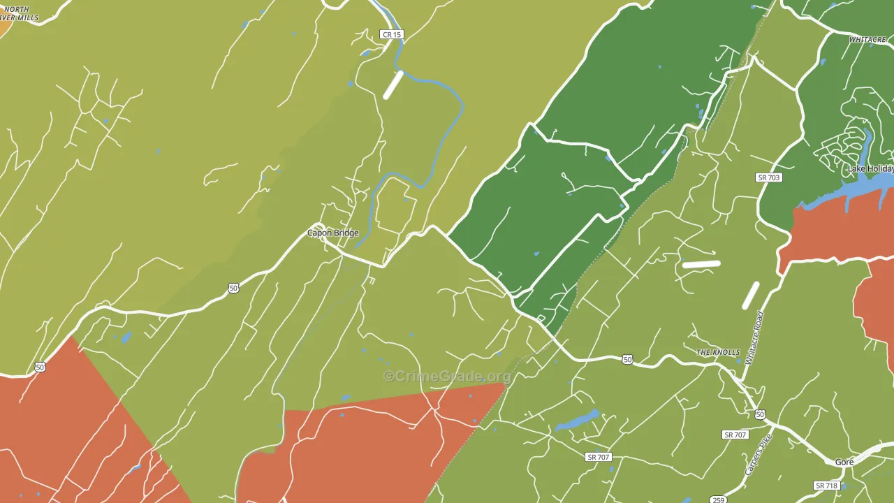 Capon Bridge, WV Map of Drug-Related Crime Rates
