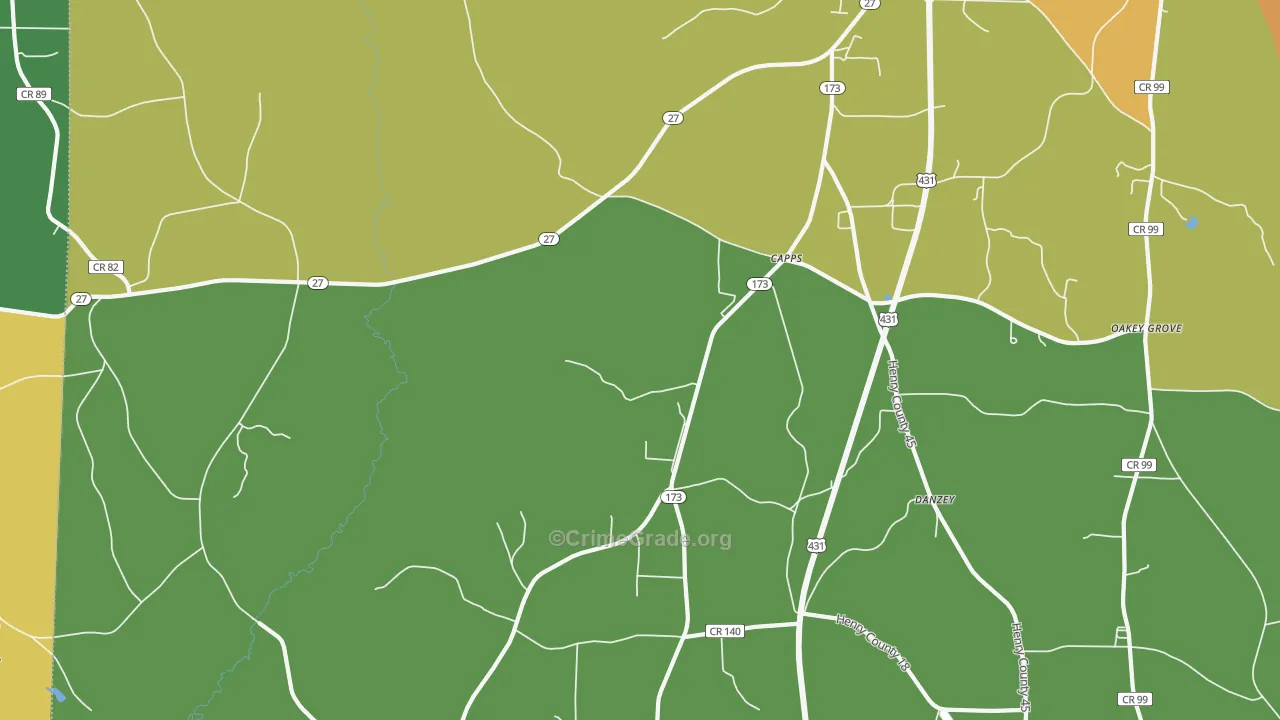 Capps, AL Map of Drug-Related Crime Rates
