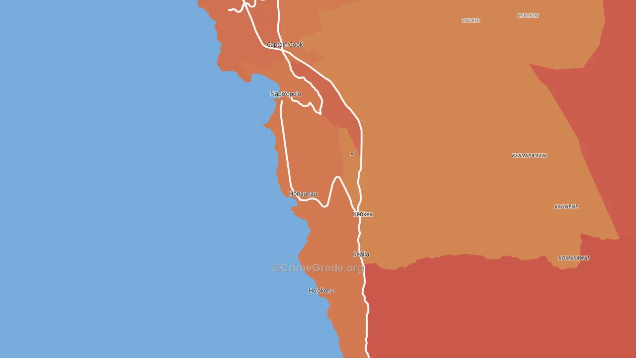 Captain Cook, HI Map of Drug-Related Crime Rates