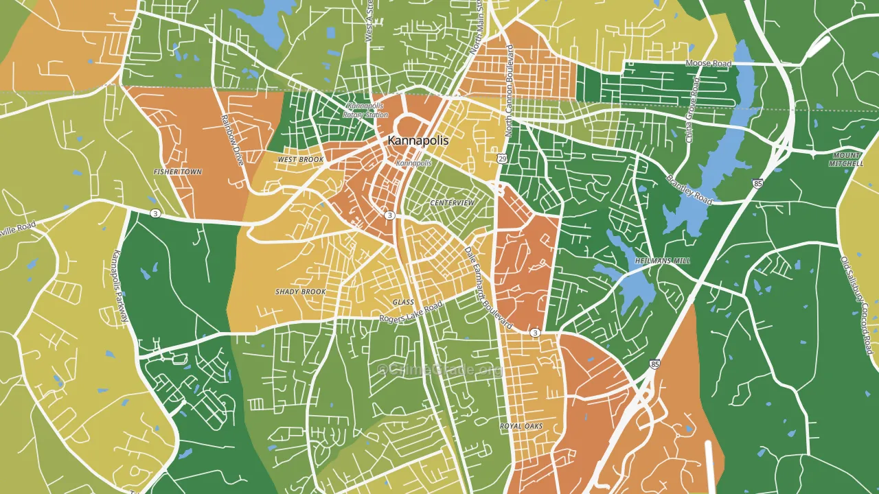 Car Town, Kannapolis, NC Map of Drug-Related Crime Rates