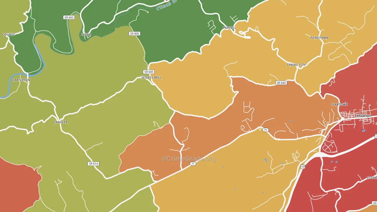 Carbo, VA Map of Drug-Related Crime Rates