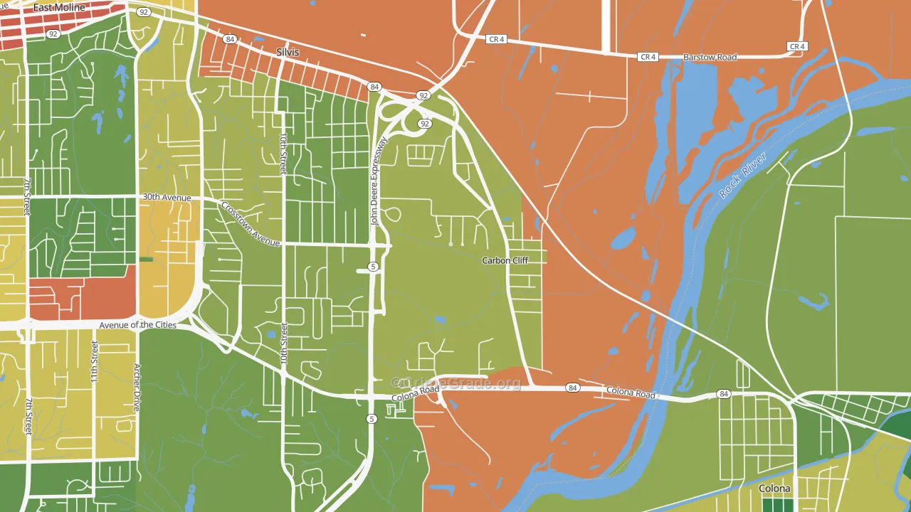 Carbon Cliff, IL Map of Drug-Related Crime Rates