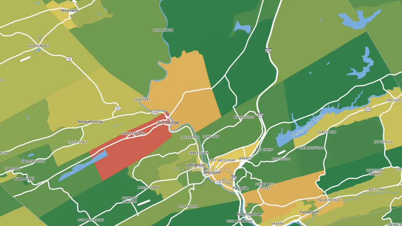 Carbon County, PA Map of Drug-Related Crime Rates