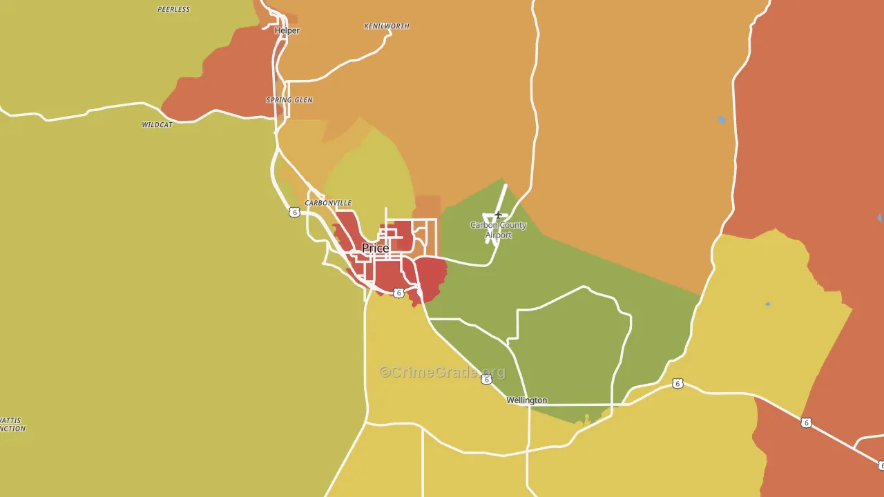 Carbon County, UT Map of Drug-Related Crime Rates