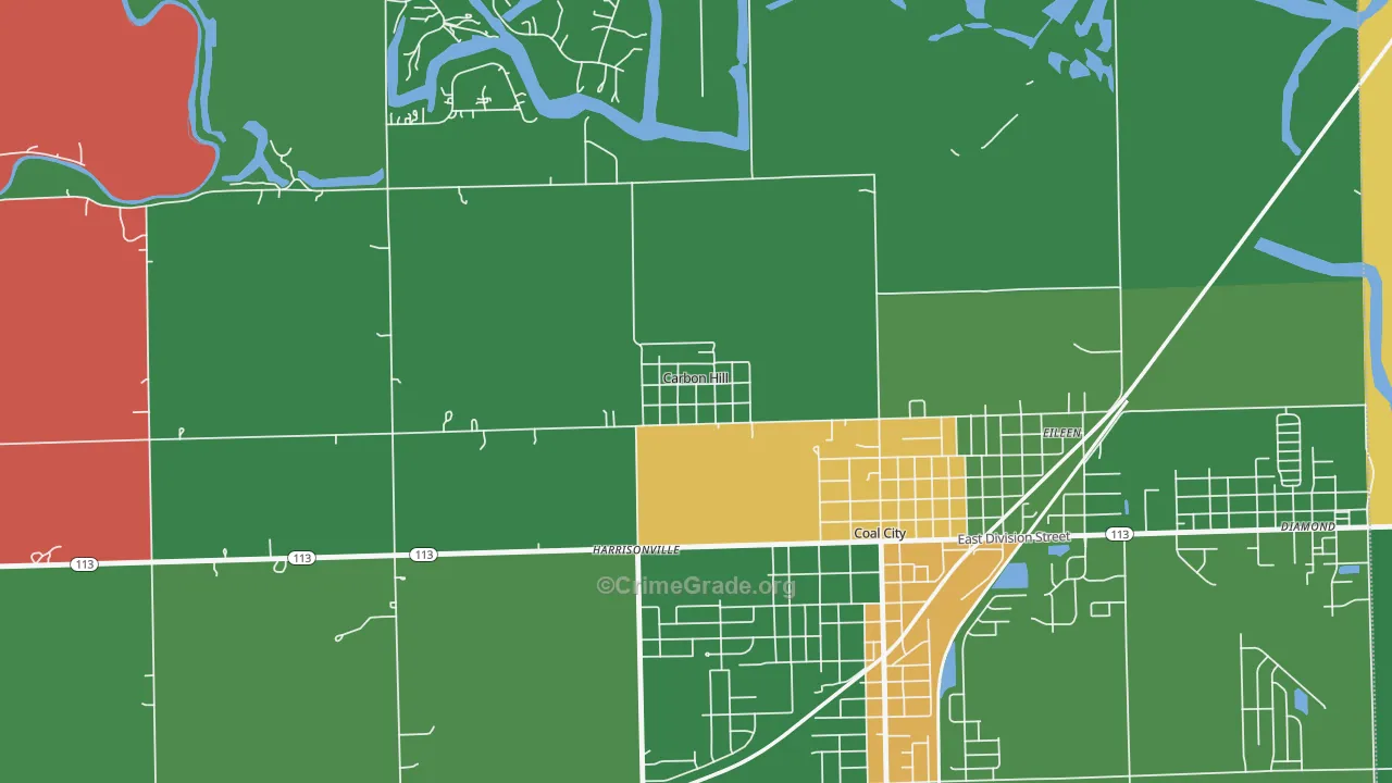 Carbon Hill, IL Map of Drug-Related Crime Rates