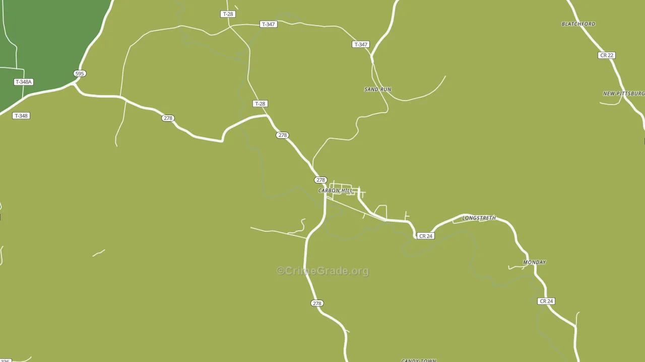 Carbon Hill, OH Map of Drug-Related Crime Rates