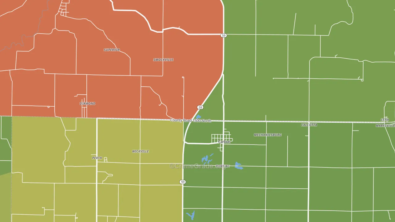 Carbon, IN Map of Drug-Related Crime Rates