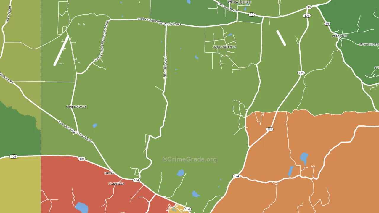 Carbondale, CA Map of Drug-Related Crime Rates