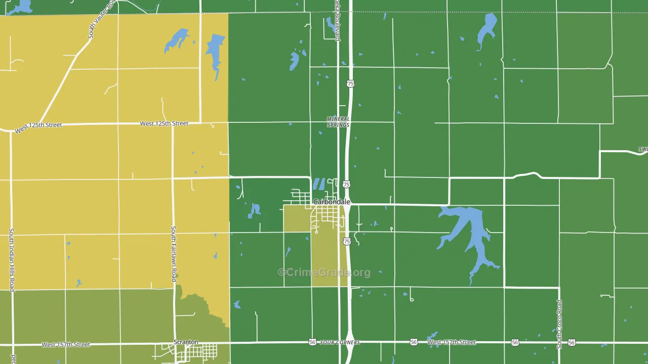 Carbondale, KS Map of Drug-Related Crime Rates