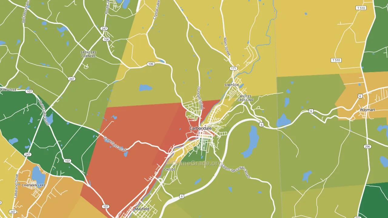 Carbondale, PA Map of Drug-Related Crime Rates