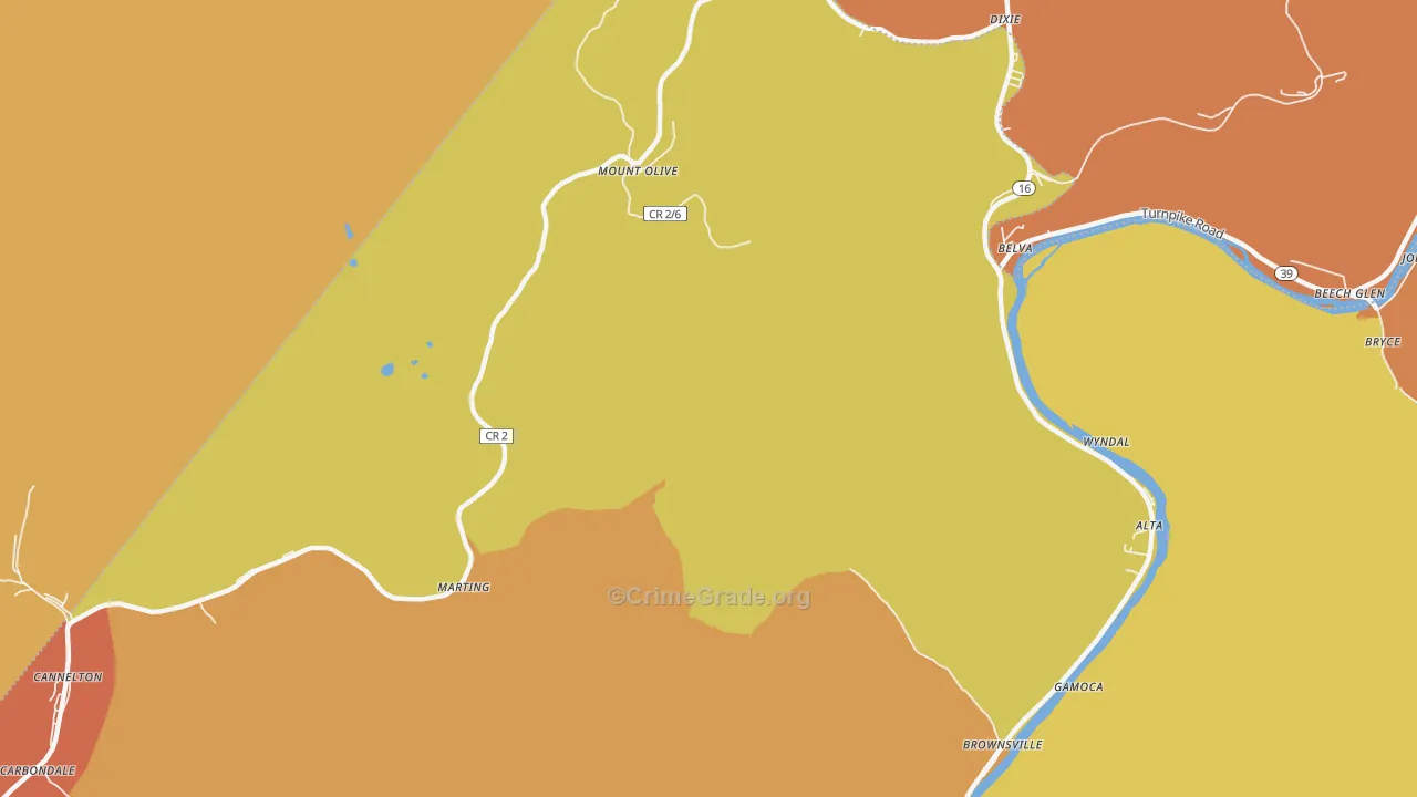 Carbondale, WV Map of Drug-Related Crime Rates